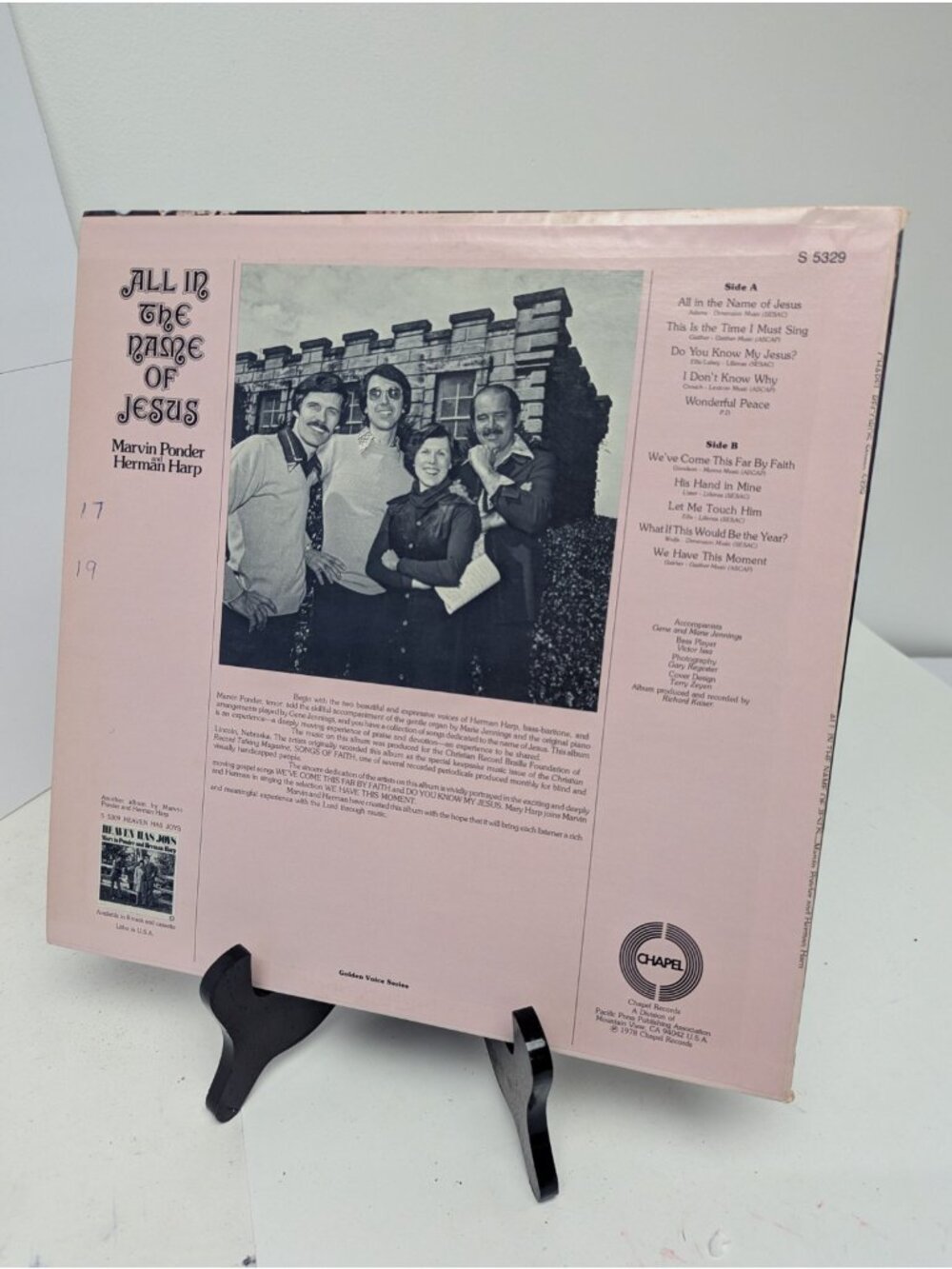 All In The Name Of Jesus S-5329 Ponder And Harp Chapel Records Vinyl Golden - Picture 2 of 14
